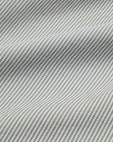 Poplin Micro Stripe Crop Sleeve Pyjama Set - Sage & White